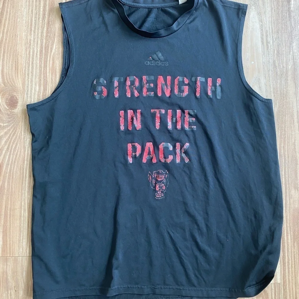 Faded Stitch Strength In The Pack NC State Wolfpack Athletic Tank Top